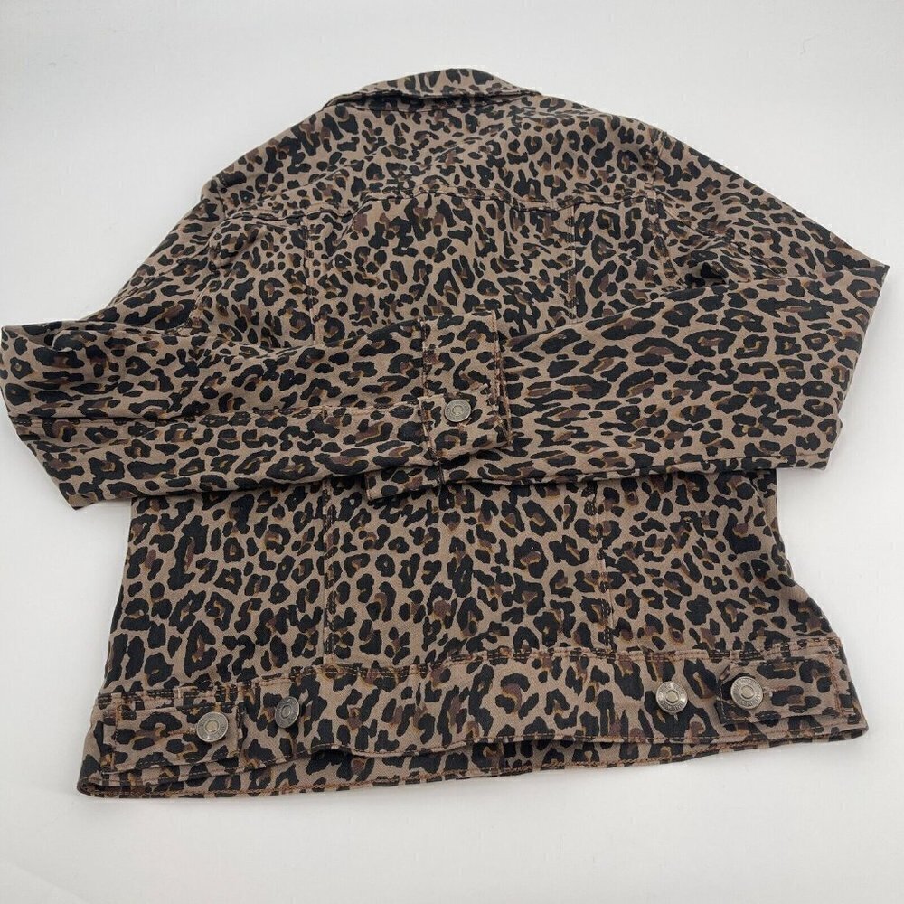 Nine West Jacket Small Womens Brown Animal Print Button Up Casual Long Sleeves - Picture 4 of 12
